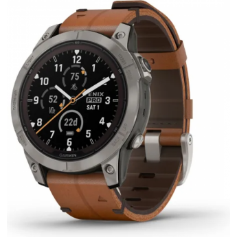 Часы GARMIN FENIX 7 PRO – SAPPHIRE SOLAR EDITION TITANIUM WITH CHESTNUT LEATHER BAND Часы GARMIN FENIX 7 PRO – SAPPHIRE SOLAR EDITION TITANIUM WITH CHESTNUT LEATHER BAND