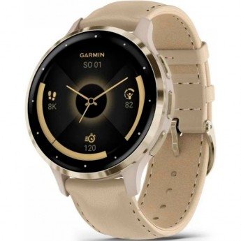 Смарт-часы GARMIN VENU 3S SOFT GOLD STAINLESS STEEL BEZEL WITH FRENCH GRAY CASE AND LEATHER BAND
